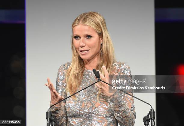 Gwyneth Paltrow speaks onstage during the 11th Annual Golden Heart Awards benefiting God's Love We Deliver on October 16, 2017 in New York City.