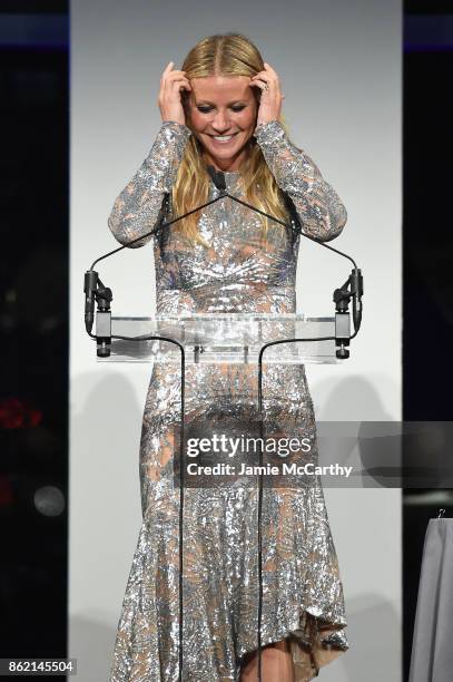 Gwyneth Paltrow speaks onstage during the 11th Annual Golden Heart Awards benefiting God's Love We Deliver on October 16, 2017 in New York City.