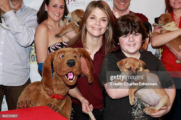 Puppet Lomax and actors Kathryn Erbe and Josh Flitter promote a celebration for North Shore Animal League America's Tour for Life grand finale and...