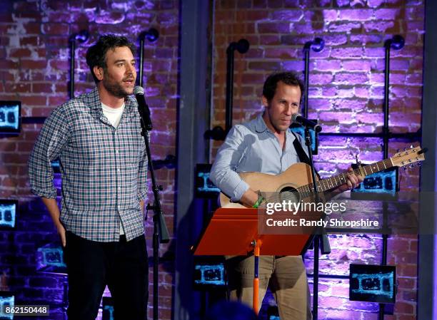 Josh Radnor and Ben Lee of the musicial group Radnor and Lee perform during TEDx Venice Beach - Wild Thoughts on October 15, 2017 in Venice,...