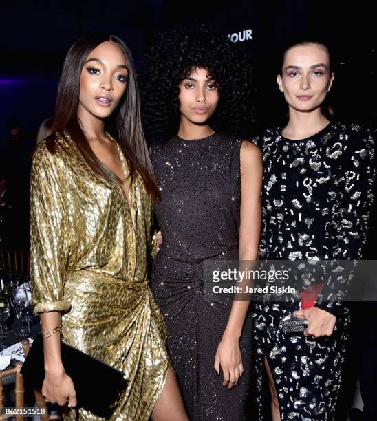 Jourdan Dunn, Imaan Hammam and Andreea Diaconu attend The 11th Annual Golden Heart Awards Benefiting God's Love We Deliver at Spring Studios on...