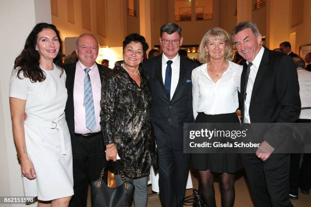 Star cook Heinz Winkler and his partner Daniela Hain, Harald Wohlfahrt and his wife Slavka, Hans Haas, Tantris Muenchen and his wife Ina Haas during...