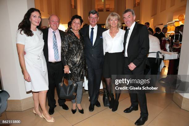 Star cook Heinz Winkler and his partner Daniela Hain, Harald Wohlfahrt and his wife Slavka, Hans Haas, Tantris Muenchen and his wife Ina Haas during...