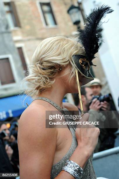 Actress Charlize Theron arrives at La Fenice theatre in Venice for the wedding dinner-party of Mexican actress Salma Hayek and French businessman...