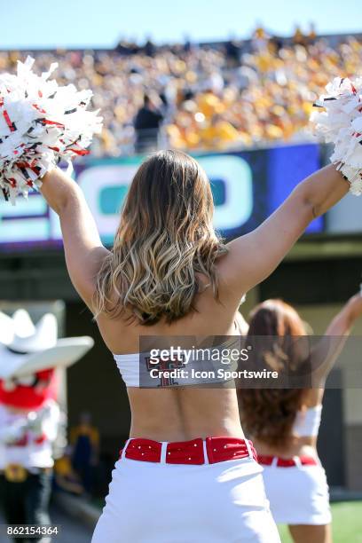 Texas Tech Red Raiders cheerleader on the field during the second quarter of the college football game between the Texas Tech Red Raiders and the...