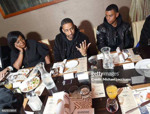 Erica Valcourt, Ryan Leslie and Lee Williams attend the PowerTalk Dinner Series during Tech Week 2017 at Pera Soho on October 16, 2017 in New York...