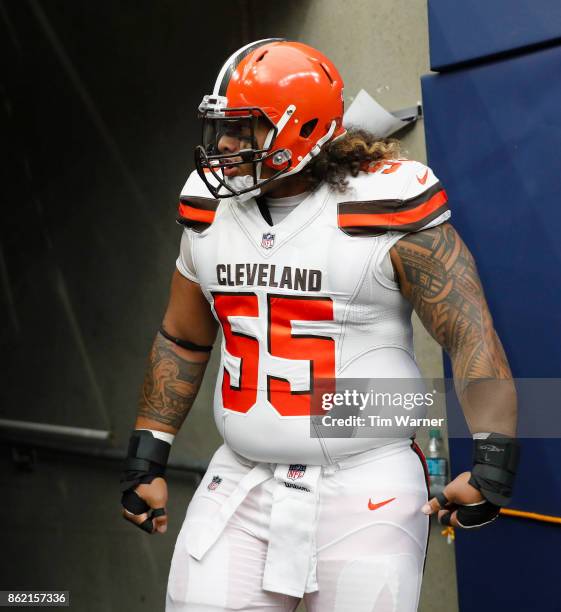 Danny Shelton of the Cleveland Browns takes the field before the game against the Houston Texans at NRG Stadium on October 15, 2017 in Houston, Texas.