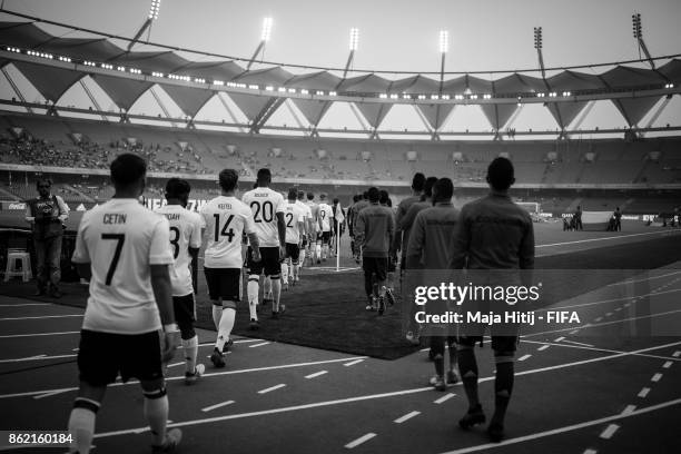 Team of Germany and Colombia prior the FIFA U-17 World Cup India 2017 Round of 16 match between Columbia and Germany at Jawaharlal Nehru Stadium on...