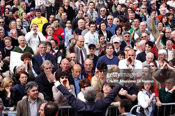 Roberto Formigoni, President of the Lombardy Region leaves the march for Liberation Day on April 25, 2009 in Milan, Italy. The day is taken as...