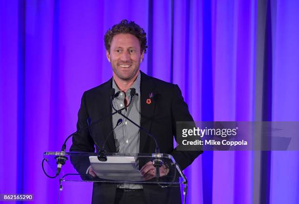 Event co-chair, Marine veteran, Founder of Headstrong Zach Iscol speaks at the Headstrong Gala 2017 at Pier 60, Chelsea Piers on October 16, 2017 in...