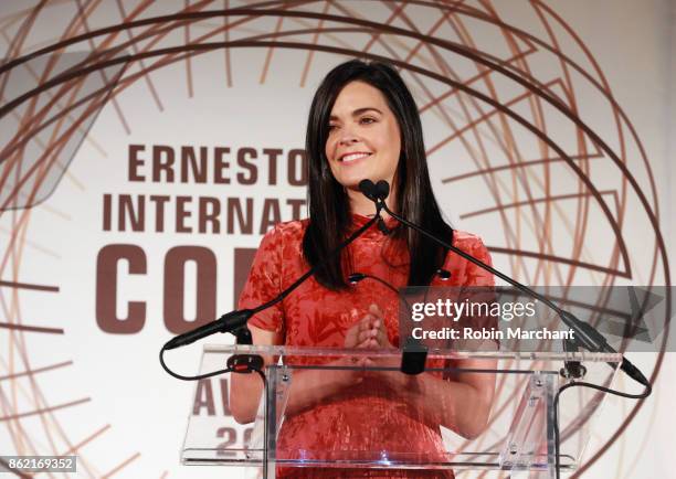 Katie Lee, cookbook author and television host, emcees the Ernesto Illy International Coffee Award gala at the New York Public Library on October 16,...