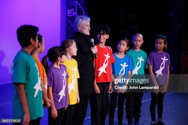 Glenn Close dances with children from NDI during the National Dance Institute Benefit Performance at National Dance Institute Center for Learning &...