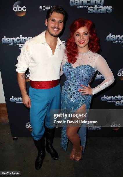 Dancer Gleb Savchenko and actress Sasha Pieterse pose at "Dancing with the Stars" season 25 at CBS Televison City on October 16, 2017 in Los Angeles,...