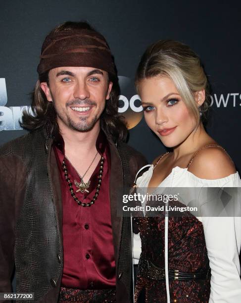 Actor Frankie Muniz and dancer Witney Carson pose at "Dancing with the Stars" season 25 at CBS Televison City on October 16, 2017 in Los Angeles,...