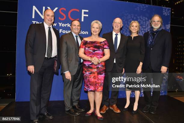 Andreas Dracopoulos, Dr. Roy Geronemus, Susan L. Solomon, Paul Goldberger, Dorothy Lichtenstein, and Clifford Ross attend the NYSCF Gala & Science...