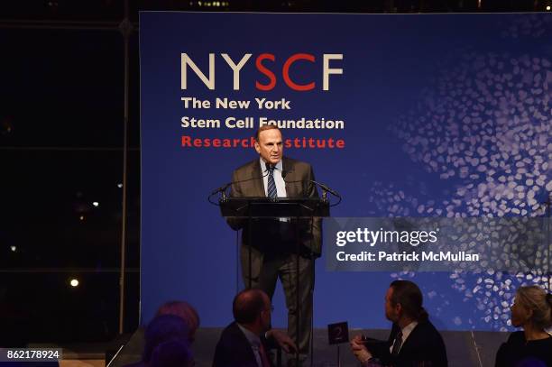 Honoree Dr. Roy Geronemus speaks onstage during the NYSCF Gala & Science Fair at Jazz at Lincoln Center on October 16, 2017 in New York City.