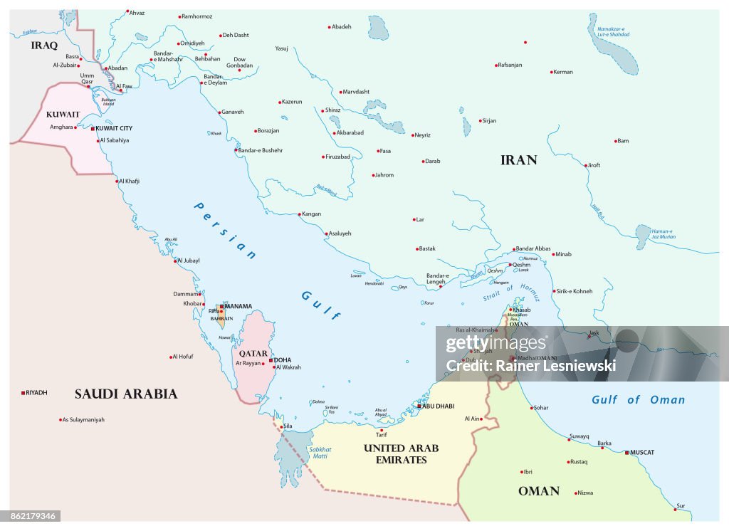 Guld Map Map Of The Persian Gulf And Its Neighboring Countries High-Res Vector ...