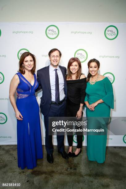 Camille Zamora, Jay Petschek, Mary Beth Petschek and Monica Yunus during the Sing for Hope Gala 2017 at Tribeca Rooftop on October 16, 2017 in New...