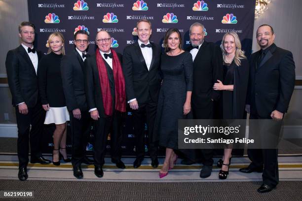 Peter Scanavino, Kelli Giddish, Raul Esparza, James Spader, Bob Greenblatt, Mariska Hargitay, Dick Wolf, Guest and Ice-T attend the 2017 Broadcasting...