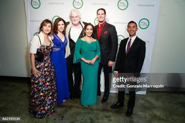 Min Kwon, Camille Zamora, Bob Aldridge, Monica Yunus and James Valenti during the Sing for Hope Gala 2017 at Tribeca Rooftop on October 16, 2017 in...
