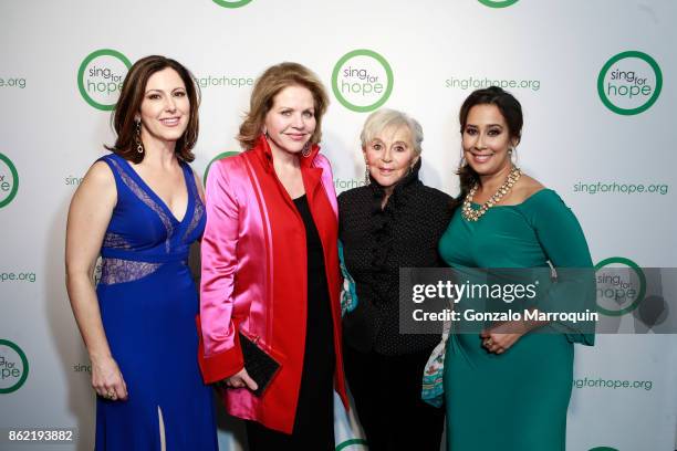 Camille Zamora, Renee Fleming, Eva Haller and Monica Yunus during the Sing for Hope Gala 2017 at Tribeca Rooftop on October 16, 2017 in New York City.