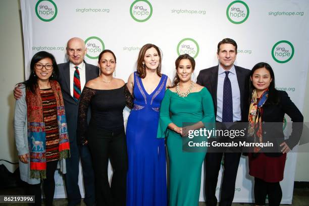 Ying Zhao, Tom Costanzo, Kate Zhao, Camille Zamora, Monica Yunus, Josie Connors and James Connors during the Sing for Hope Gala 2017 at Tribeca...