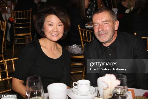 Toshiko Mori and Tomas Maier attend World Monuments Fund 2017 Hadrian Gala honoring Frank Stella and Deborah Lehr on October 16, 2017 in New York...