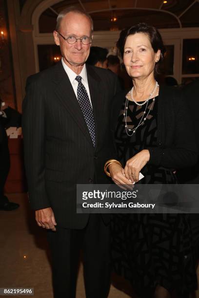 Sven Huseby and Barbara Ettinger attend World Monuments Fund 2017 Hadrian Gala honoring Frank Stella and Deborah Lehr on October 16, 2017 in New York...