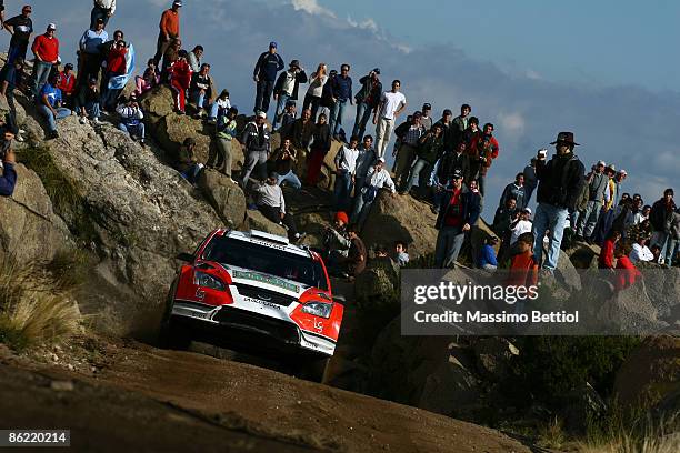 Federico Villagra of Argentina and Jorge Perez Companc of Argentina race in the Munchis Ford Focus during Leg 2 of the WRC Argentina Rally on April...