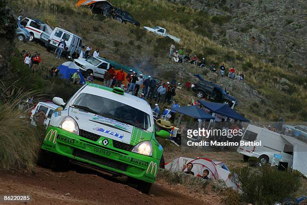 Alessandro Bettega of Italy and Simone Scattolin of Italy race in the Renault Clio S1600 during Leg 2 of the WRC Argentina Rally on April 25, 2009 in...