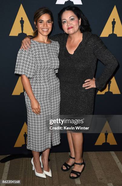 Actress America Ferrera and actress Josefina Lopez arrive at The Academy Presents "Real Women Have Curves" at the Academy of Motion Picture Arts and...