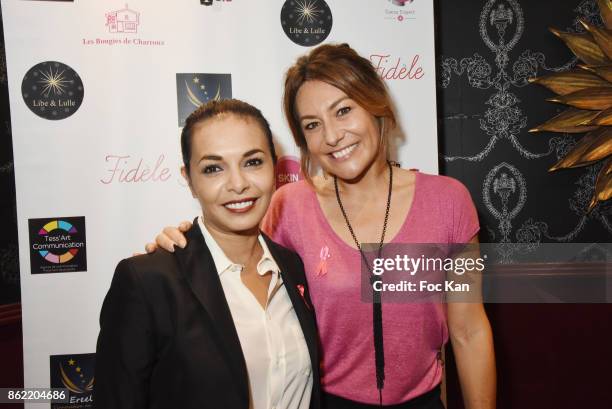 Presenter Shirley Bousquet and producer Saida JawadÊattends the 'Souffle de Violette' Auction Party As part of 'Octobre Rose' Hosted by Ereel at...