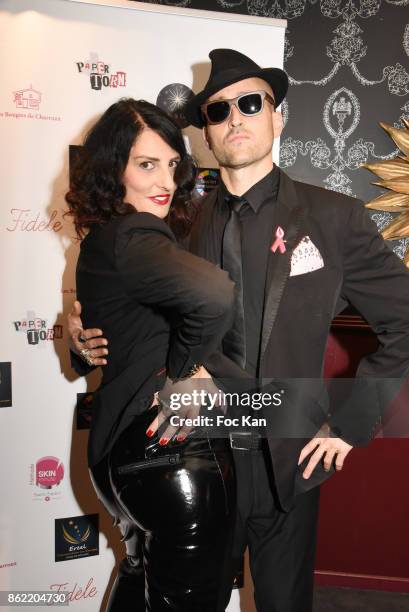 Sylvie Ortega Munos and designer Nacho Jewels attend the 'Souffle de Violette' Auction Party As part of 'Octobre Rose' Hosted by Ereel at Fidele Club...