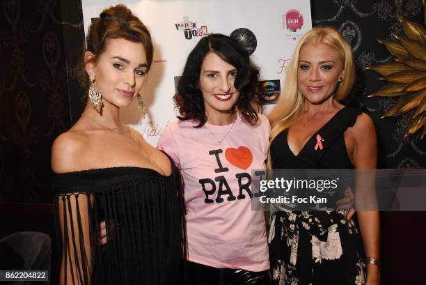 Actress Elisa Bachir Bey, model Sylvie Ortega Munos and designer Julia Battaia attend the 'Souffle de Violette' Auction Party As part of 'Octobre...