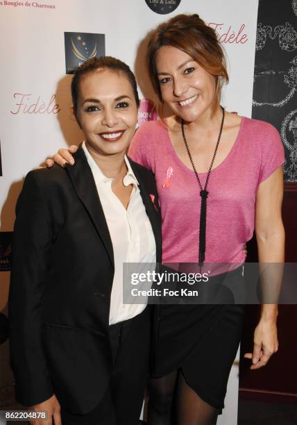 Presenter Shirley Bousquet and producer Saida JawadÊattends the 'Souffle de Violette' Auction Party As part of 'Octobre Rose' Hosted by Ereel at...