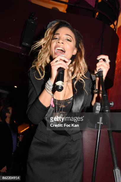 Singer Louisy Joseph attends the 'Souffle de Violette' Auction Party As part of 'Octobre Rose' Hosted by Ereel at Fidele Club on October 16, 2017 in...