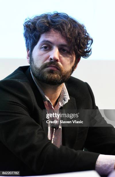 Filmmaker Maxim Pozdorovkin attends a panel discussion for HBO Documentary Films' special screening of "Clinica de migrantes" at Barnard College on...