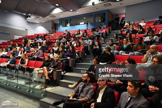 View at the panel discussion for HBO Documentary Films' special screening of "Clinica de migrantes" at Barnard College on October 16, 2017 in New...