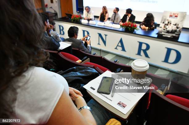 View at the panel discussion for HBO Documentary Films' special screening of "Clinica de migrantes" at Barnard College on October 16, 2017 in New...