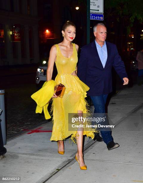 Gigi Hadid seen on the streets of Manhattan on October 16, 2017 in New York City.