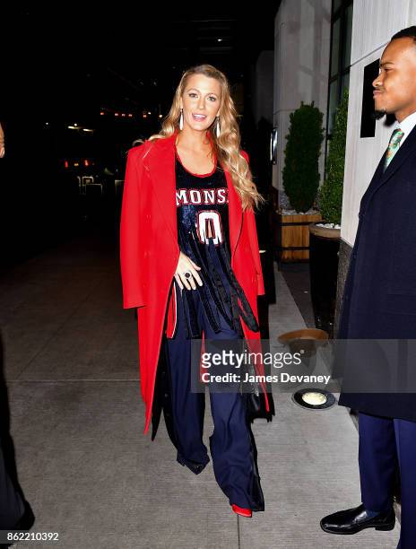 Blake Lively arrives to The Whitby Hotel on October 16, 2017 in New York City.