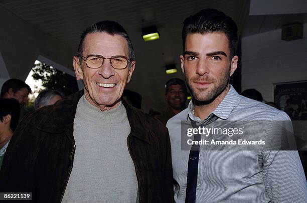 Actors Leonard Nimoy and Zachary Quinto attend the 19th Annual "Hollywood Charity Horse Show" at the Los Angeles Equestrian Center on April 25, 2009...
