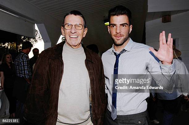 Actors Leonard Nimoy and Zachary Quinto attend the 19th Annual "Hollywood Charity Horse Show" at the Los Angeles Equestrian Center on April 25, 2009...