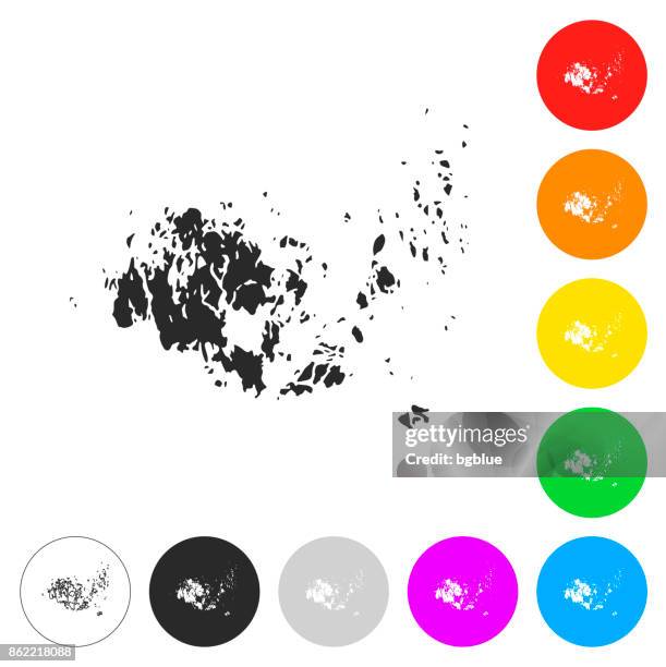 aland map - flat icons on different color buttons - nordic archipelago stock illustrations