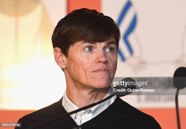 Jockey Craig Williams speaks during the Caulfield Cup Barrier Draw at Caulfield Racecourse on October 17, 2017 in Melbourne, Australia.