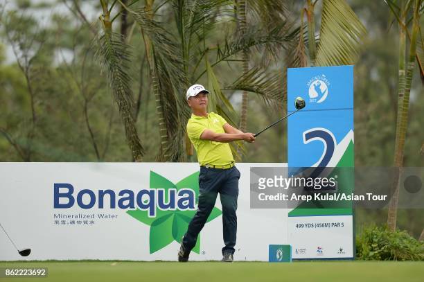 Lin Wen-tang of Taiwan pictured during practice ahead of the Macao Open at Macau Golf and Country Club on October 17, 2017 in Macau, Macau.