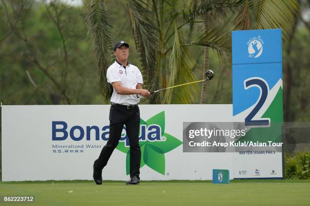 Zhang Lian-wei of China pictured during practice ahead of the Macao Open at Macau Golf and Country Club on October 17, 2017 in Macau, Macau.