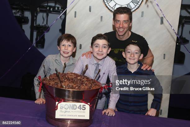 Jake Ryan Flynn, Ryan Sell, Christian Borle and Ryan Foust of "Charlie and the Chocolate Factory" on Broadway celebrate thier 200th performance on...