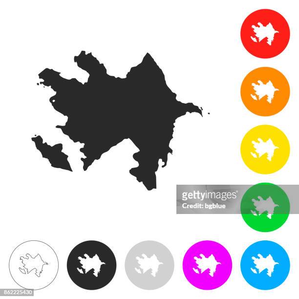 亞塞拜然地圖-平面上不同顏色的按鈕圖示 - azerbaijan 幅插畫檔、美工圖案、卡通及圖標
