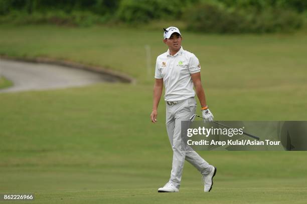 Pavit Tangkamolprasert of Thailand pictured during practice ahead of the Macao Open at Macau Golf and Country Club on October 17, 2017 in Macau,...